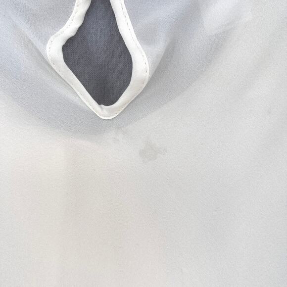 OSCAR DE LA RENTA Sleeveless Silk Top Womens 2 Cream Draped Ruffle Detail Blouse - Picture 12 of 16